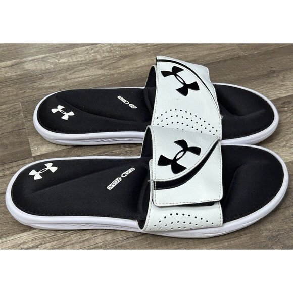 Under Armour UA Ignite VI Slide Sandal Color Black / White Size 8 M US Sporty